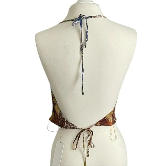 Guess Women's Blue & Brown Paisley V-Neck Cami Top - Picture 6 of 13